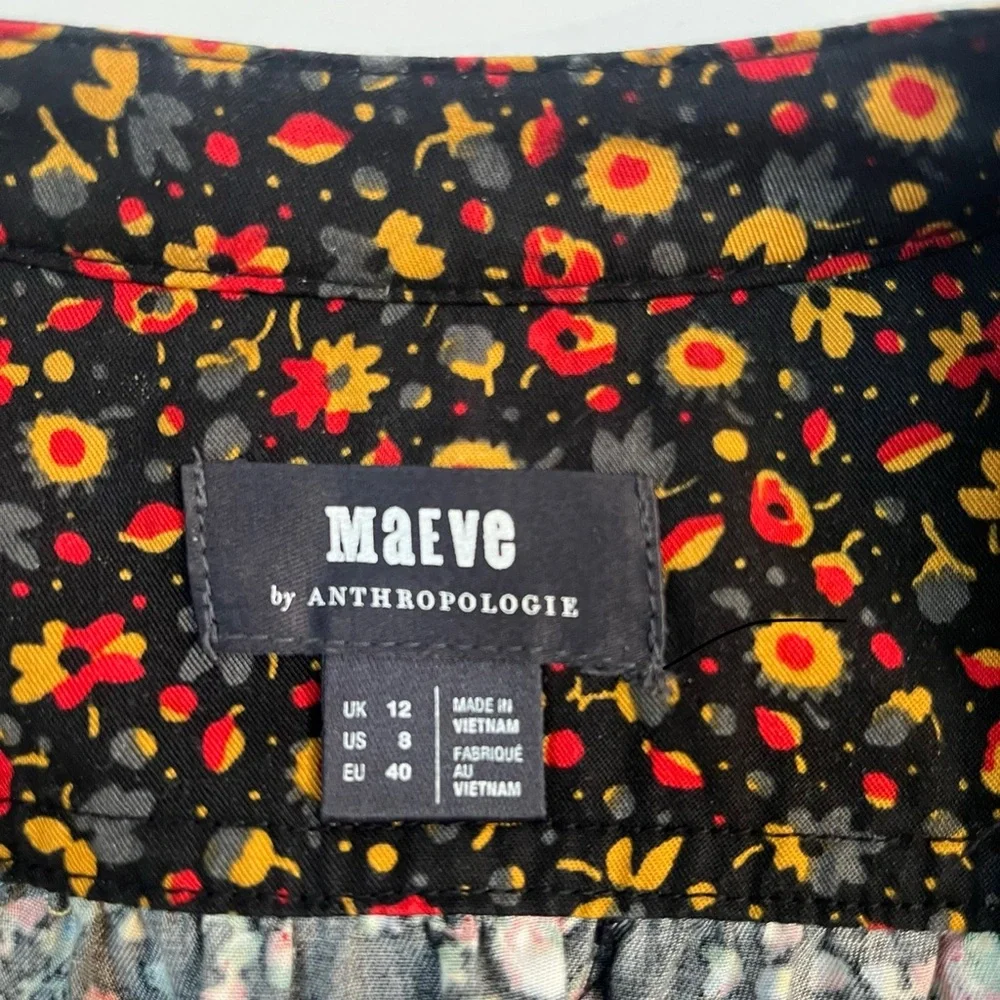 Anthropologie Maeve Marlie Button-Front Tunic Floral Long Sleeved Dress 8 - Picture 7 of 12